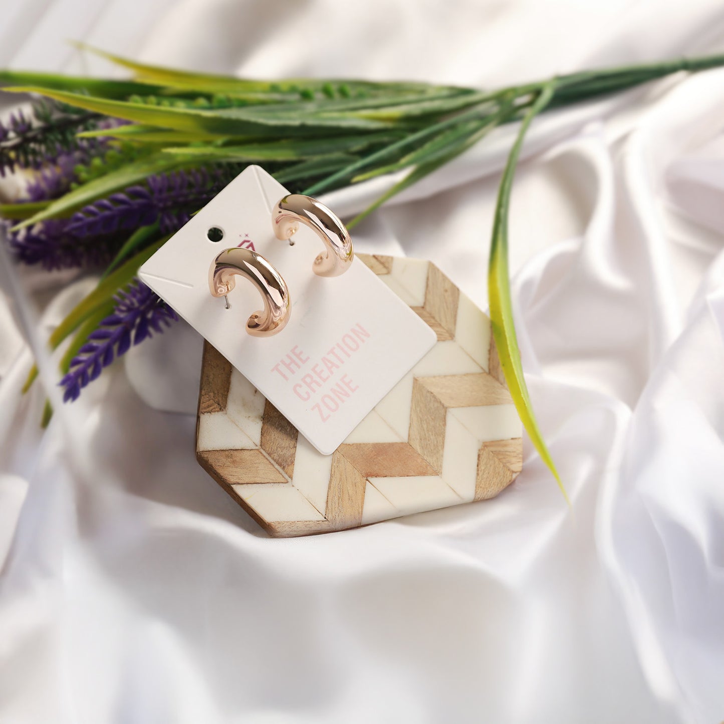 Rose Gold Hoop Earrings, Stainless Steel