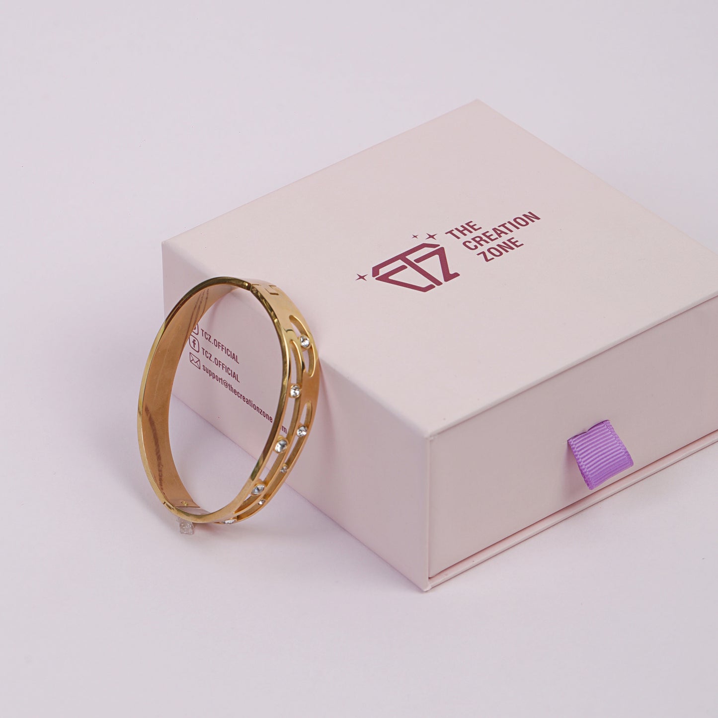 Crystal Studded 14k Gold-Tone Bangle Bracelet