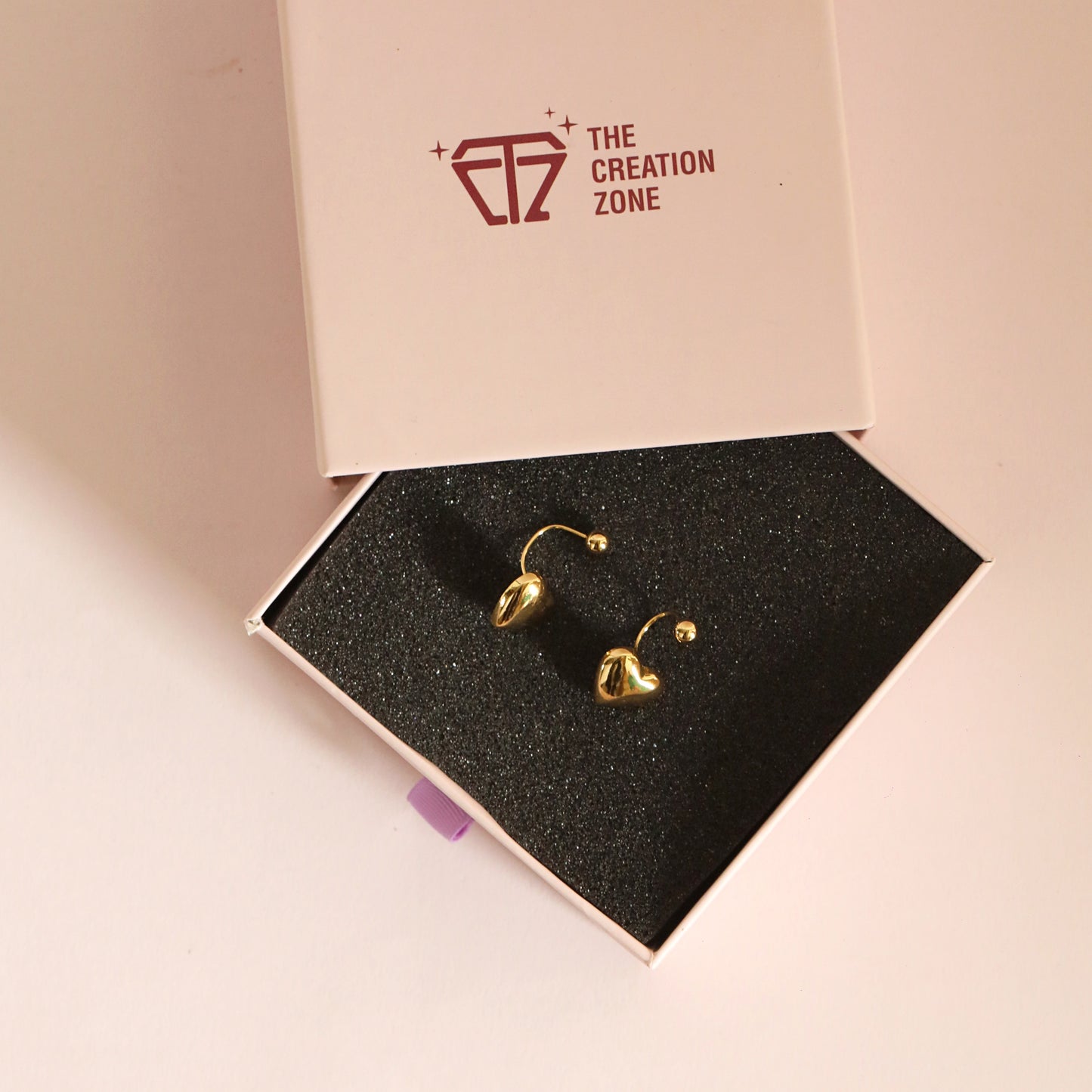 Gold Heart Hoop Earrings, Stainless Steel, Anti-Tarnish