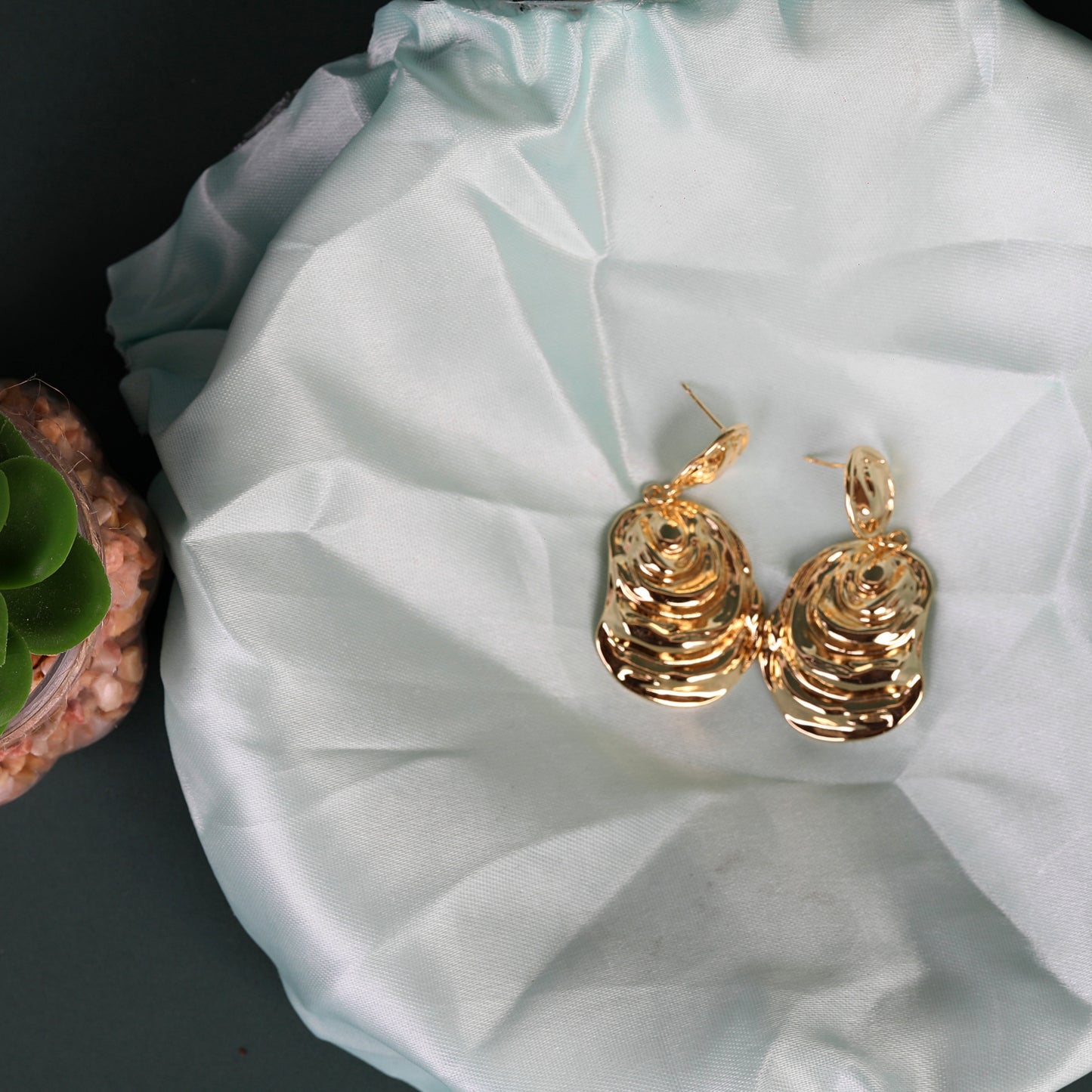 Gold-Plated Drop Earrings, Stainless Steel, 14k Gold Plated
