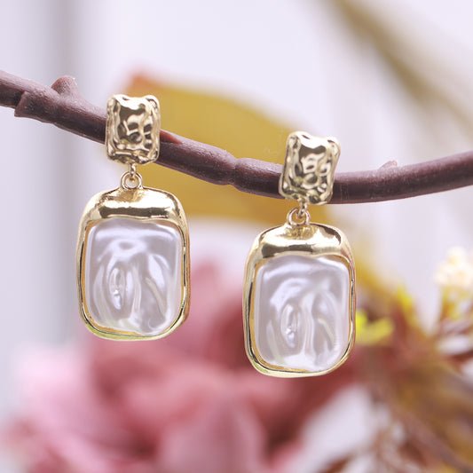 Handcrafted Cameo Earrings, Oval-Shaped, 14 Karat Gold Plated