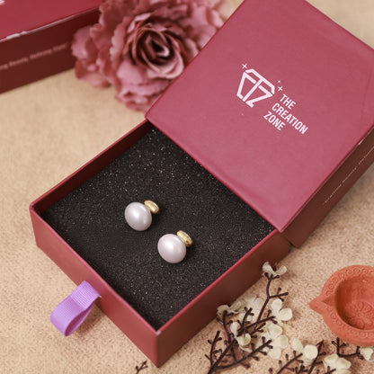 Pearl Stud Earrings with Gold Plated Studs