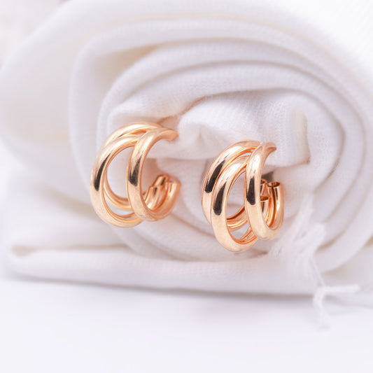 Swirl Design Gold Plated Hoop Earrings