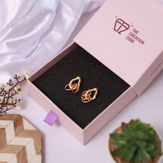 Gold-Toned Twisted Ring Stud Earrings, 14K Gold Plated