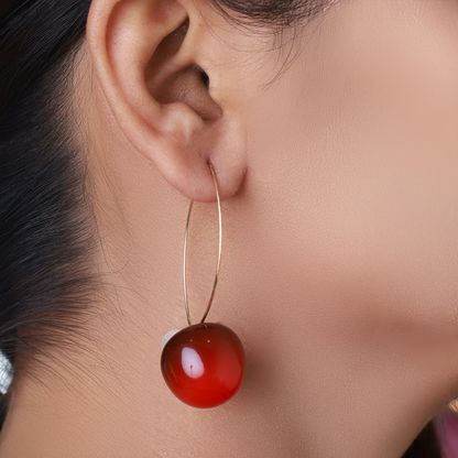 Dangle Earrings with Cherry stone