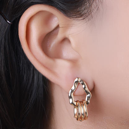Gold-Toned Twisted Ring Stud Earrings, 14K Gold Plated