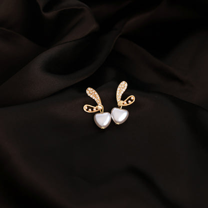 Elegant Pearl Earrings with Pave Diamond Accents