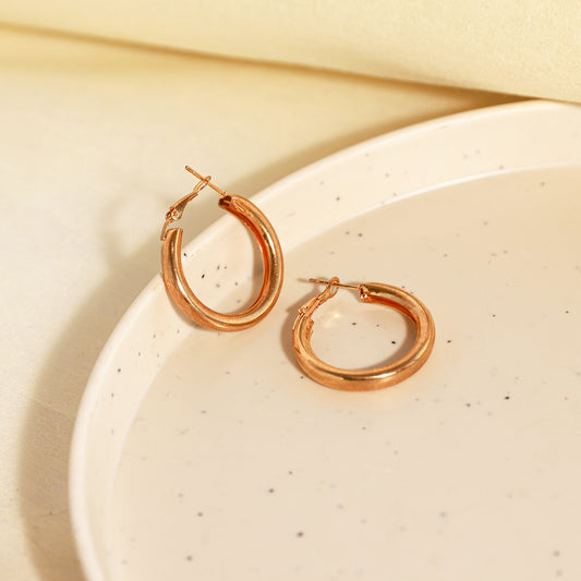 Gold Hoop Earrings, 14K Gold Plated