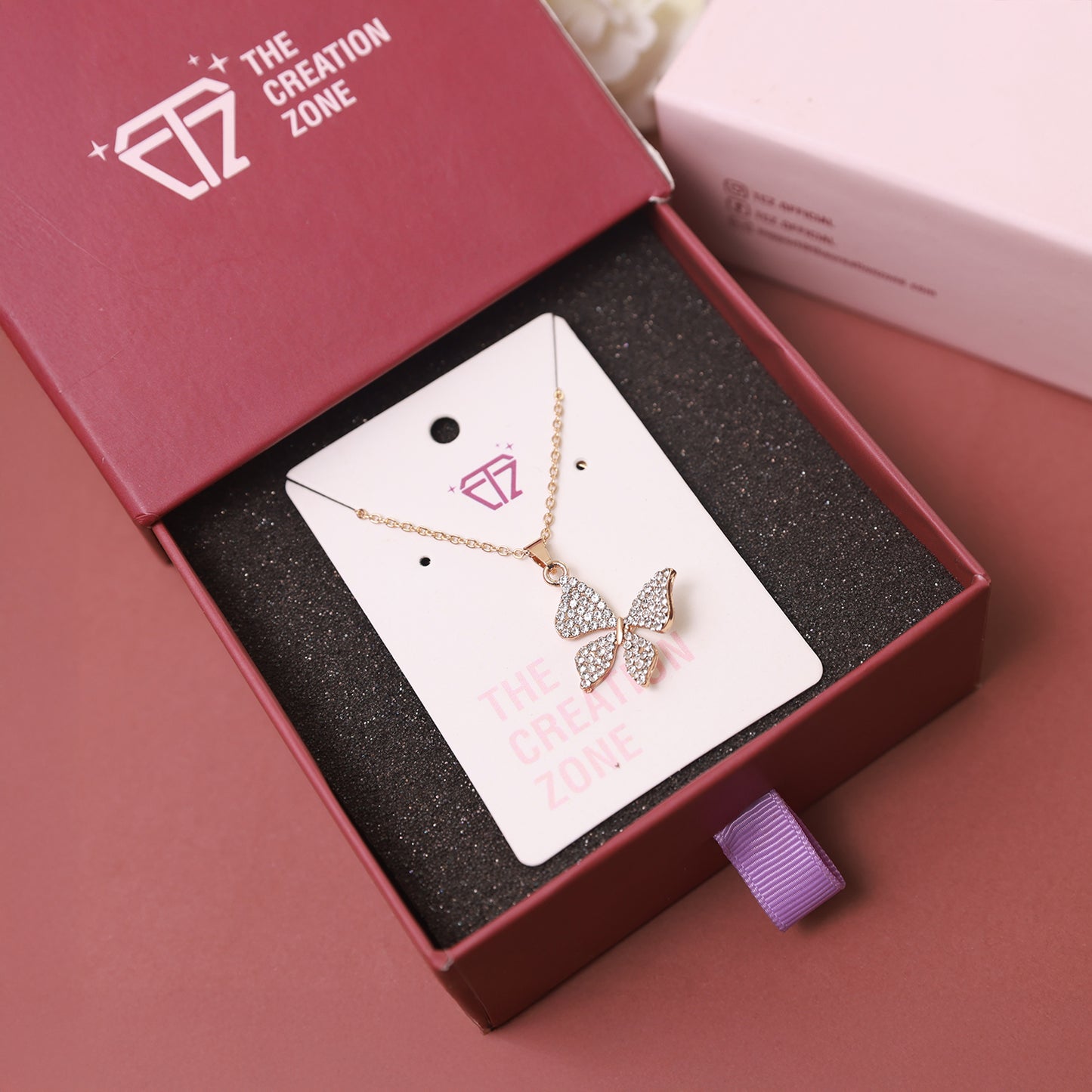 Diamond-Studded Butterfly Pendant Necklace, Gold-Plated Chain