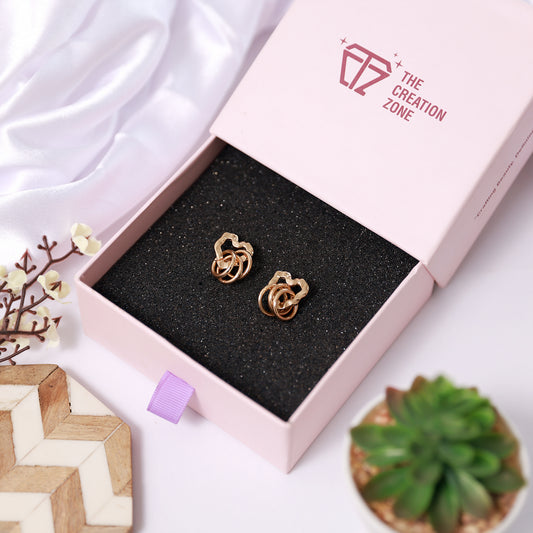 Heart-Shaped Stud Earrings, 14K Gold Plated