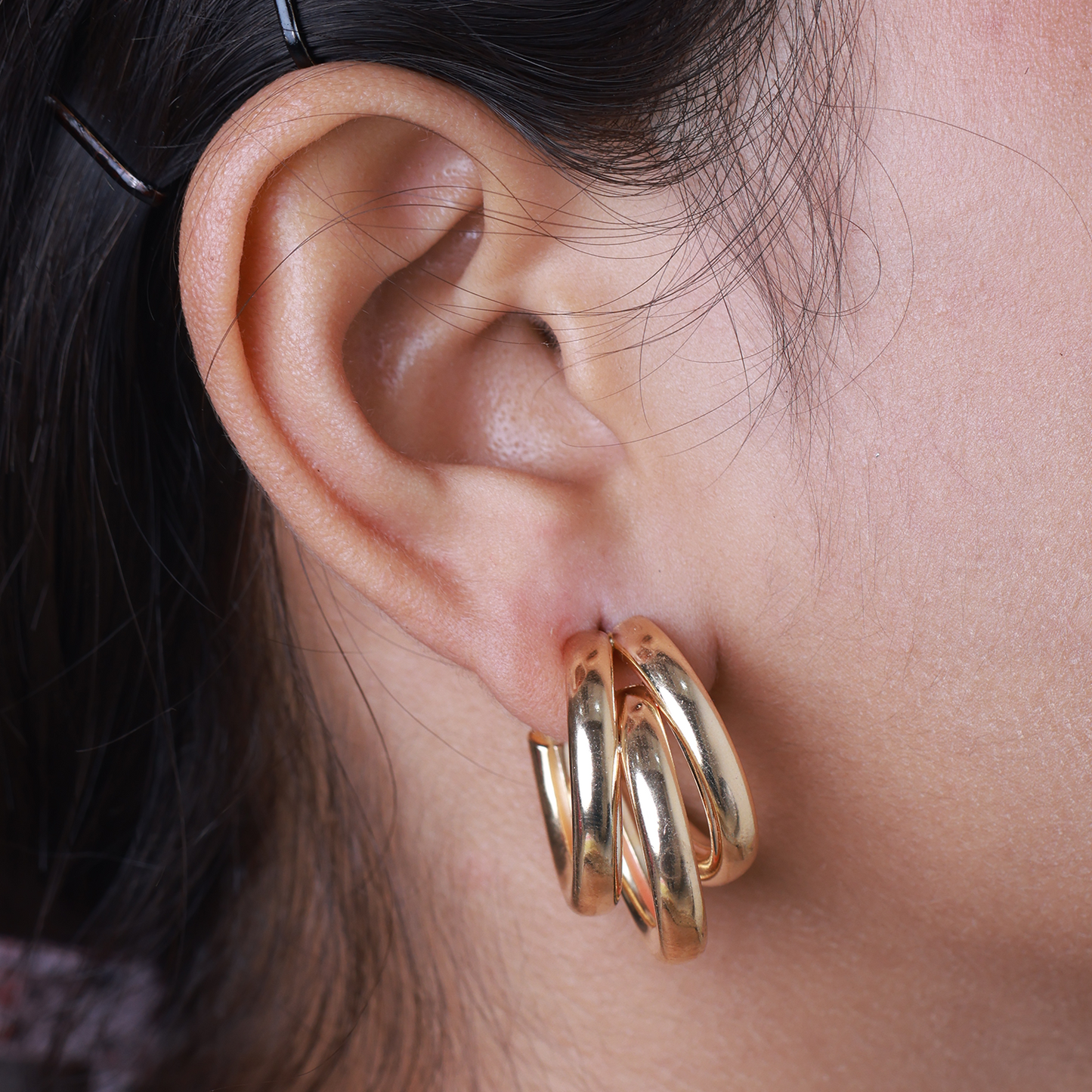 Swirl Design Gold Plated Hoop Earrings