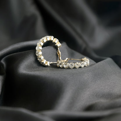 Diamond Encrusted Eternity hoop earrings with silver plated