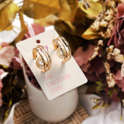 Elegant Gold Hoop Earrings with Pearl Accents