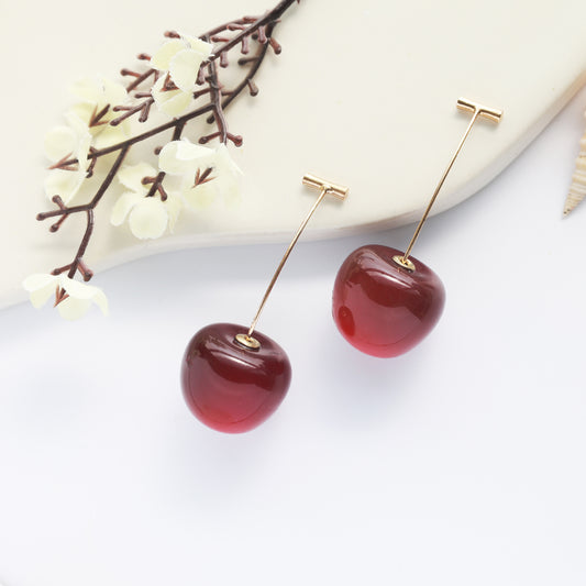 Elegant Dangling Cherry Earrings