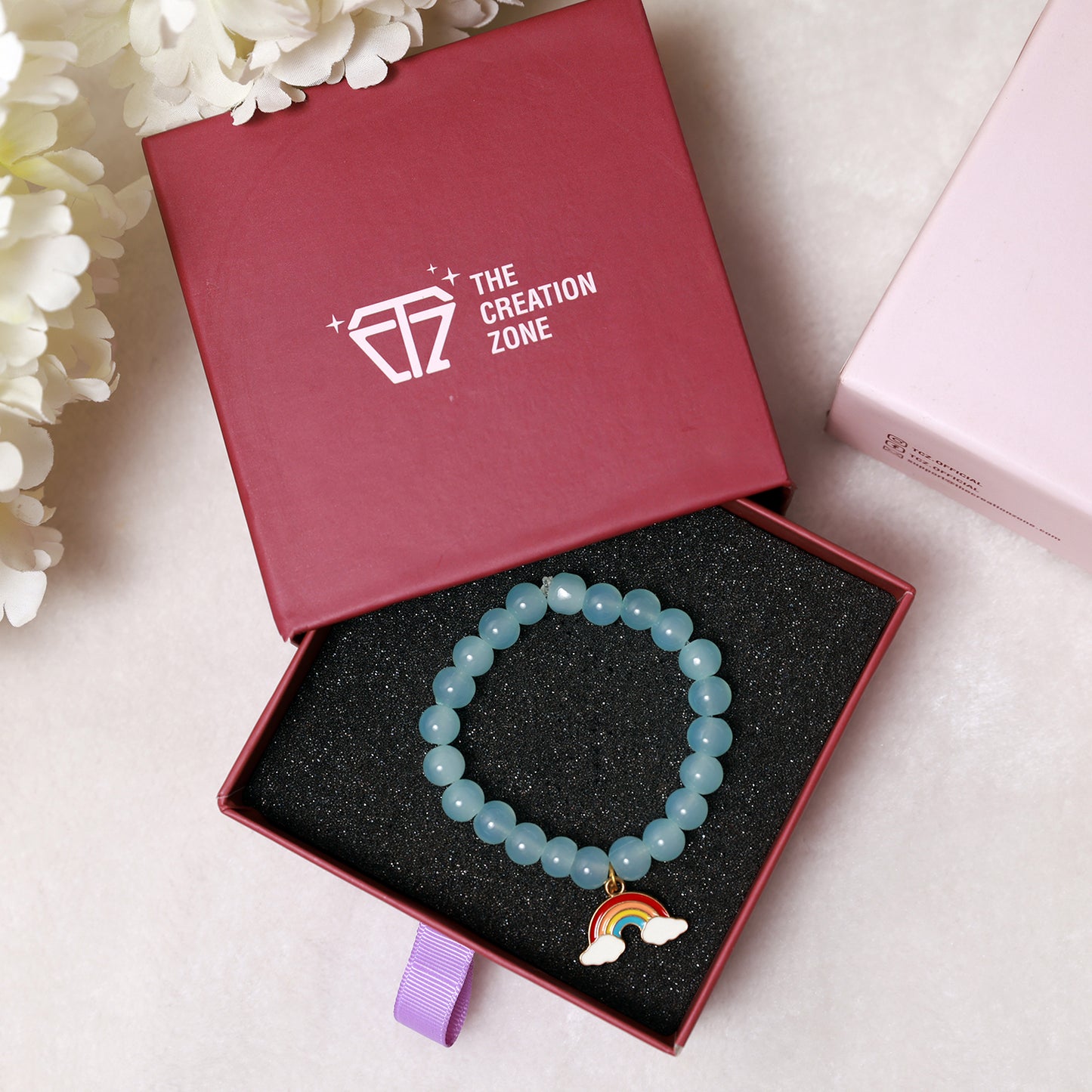 Pearl Beaded Bracelet with Rainbow Charm