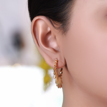 Gold-Tone Spike Hoop Earrings, Geometric Design (14K Gold Plated)