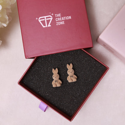 Cute Bunny Rabbit Plush Ear Stud