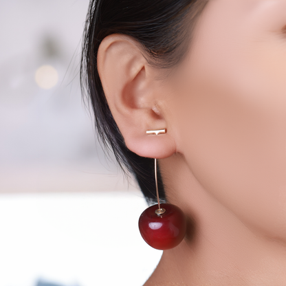 Elegant Dangling Cherry Earrings