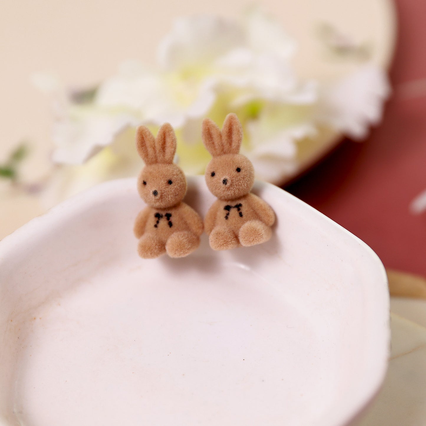 Cute Bunny Rabbit Plush Ear Stud