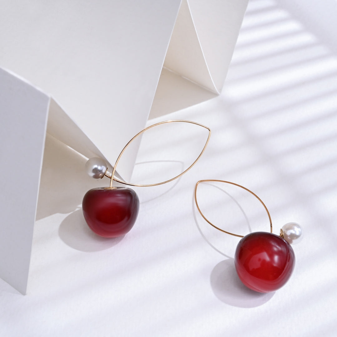 Dangle Earrings with Cherry stone