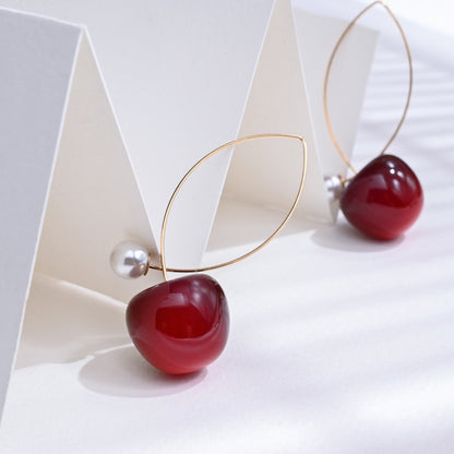 Dangle Earrings with Cherry stone