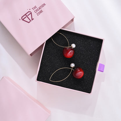 Dangle Earrings with Cherry stone