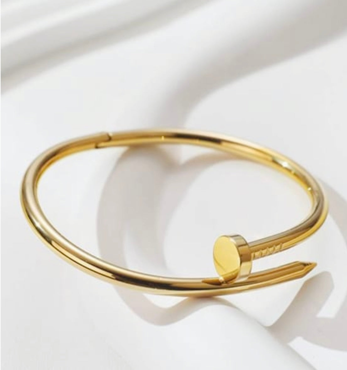 Gold Nail shaped Cuff Bracelet with 14k Gold Polished - Free Size