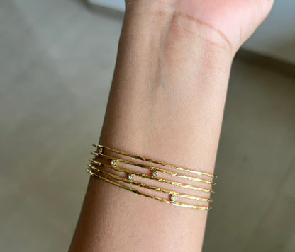 Solid Gold Cuff Net Design Bracelet, Adjustable