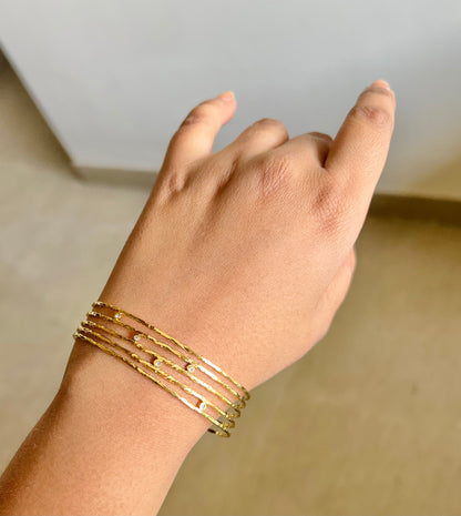 Solid Gold Cuff Net Design Bracelet, Adjustable