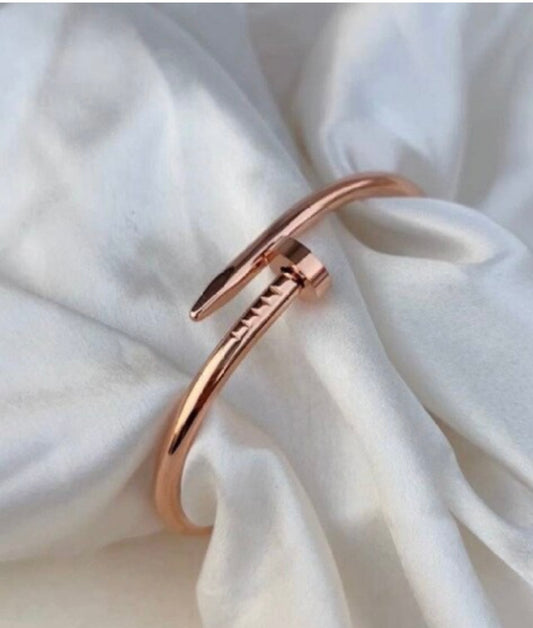 Rose Gold Nail shaped Cuff Bracelet with 14k Rose Gold Polished - Free Size