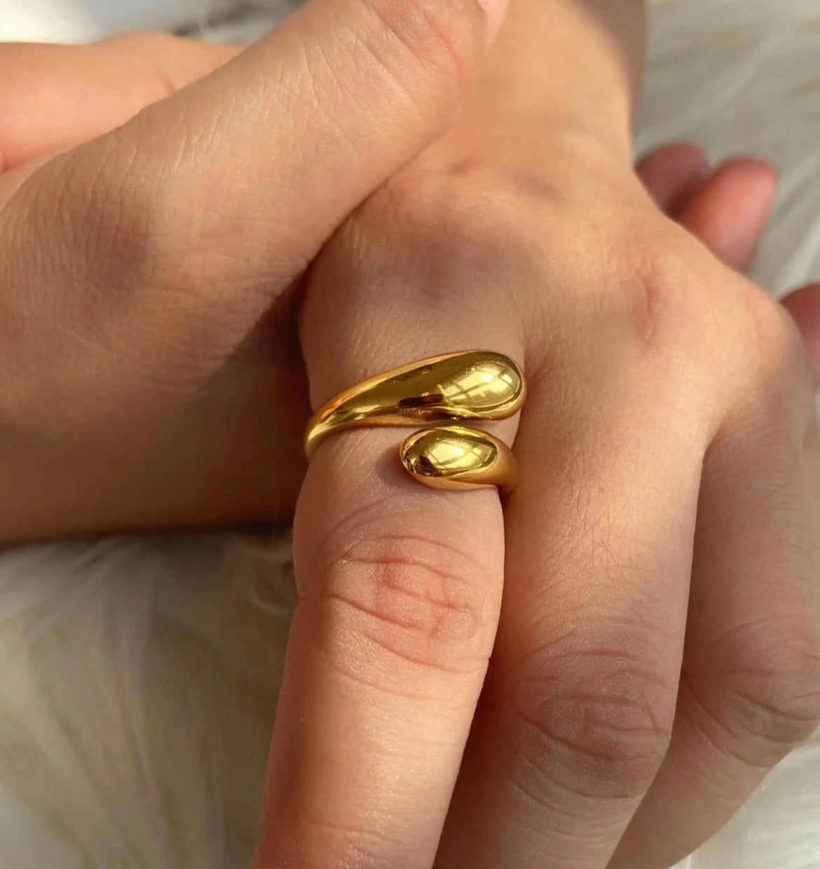 Gold Plated Double Loop Ring, Adjustable