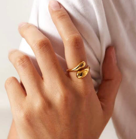 Gold Plated Double Loop Ring, Adjustable