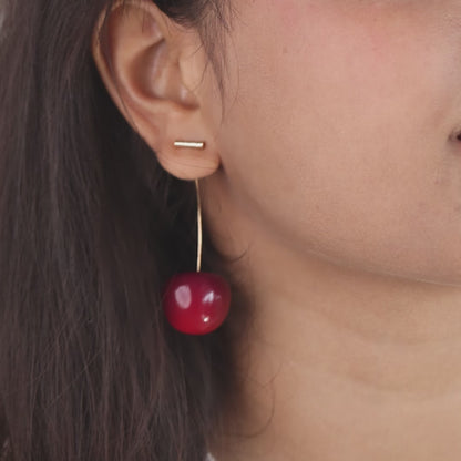 Elegant Dangling Cherry Earrings